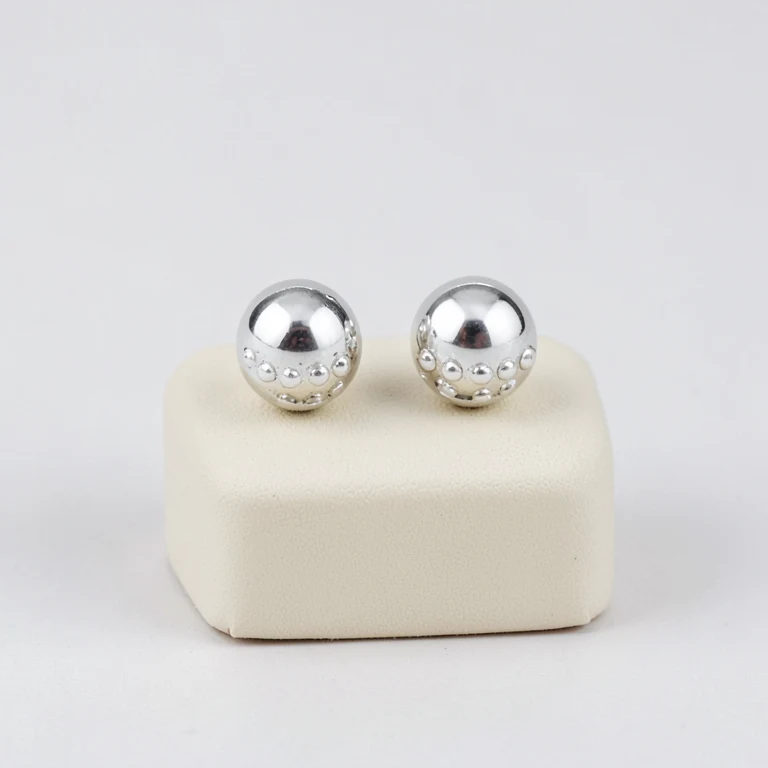 Imitation Silver-Tone Ball Stud Earrings