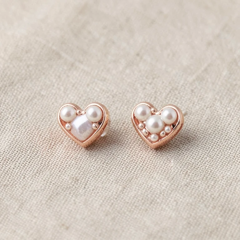 Imitation Rose-Gold-Tone Heart Stud Earrings