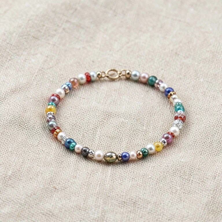 Imitation Colourful Seed Bead Anklet