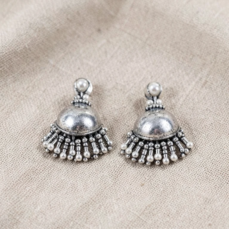 Imitation Oxidised-Tone Mini Jhumka Earrings
