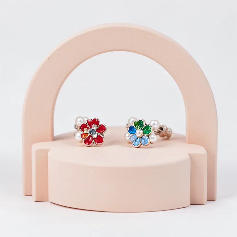 Imitation Enamel Floral Stud Earring Set