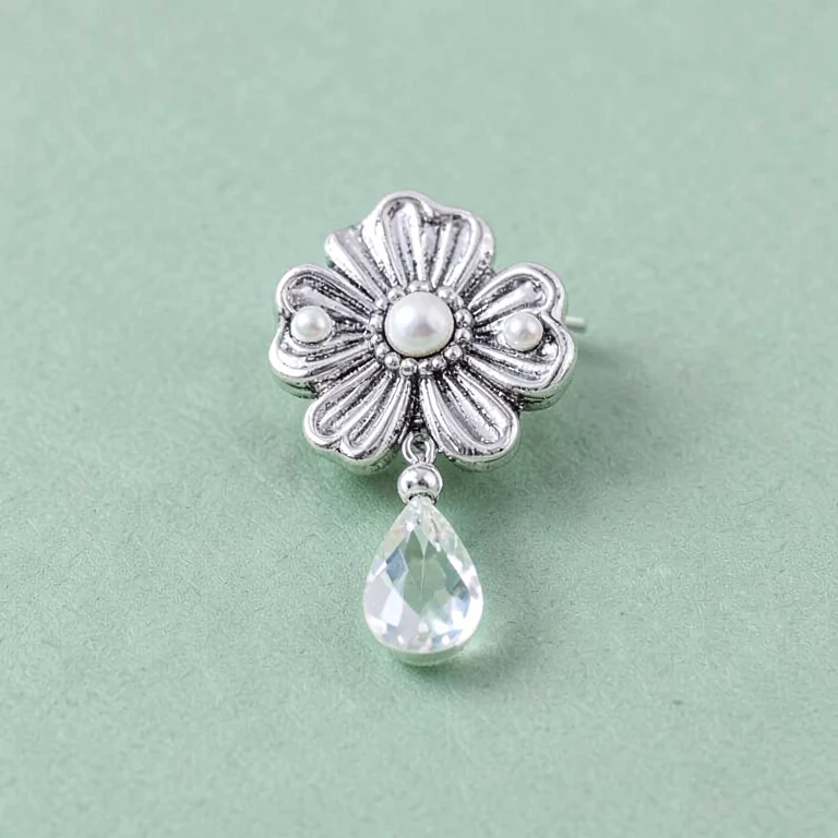 Imitation Crystal-Style Stone Drop Brooch