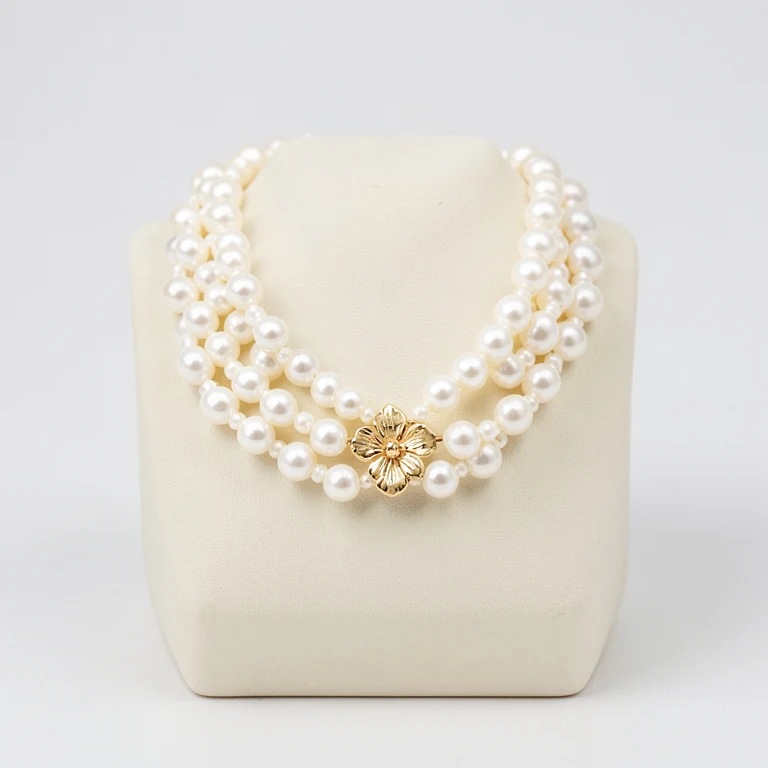 Imitation Faux Pearl Double-Strand Necklace
