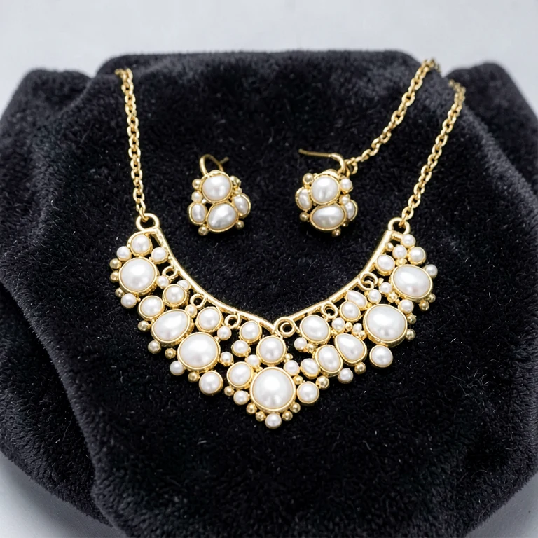 Imitation Polki-Style Pendant Set
