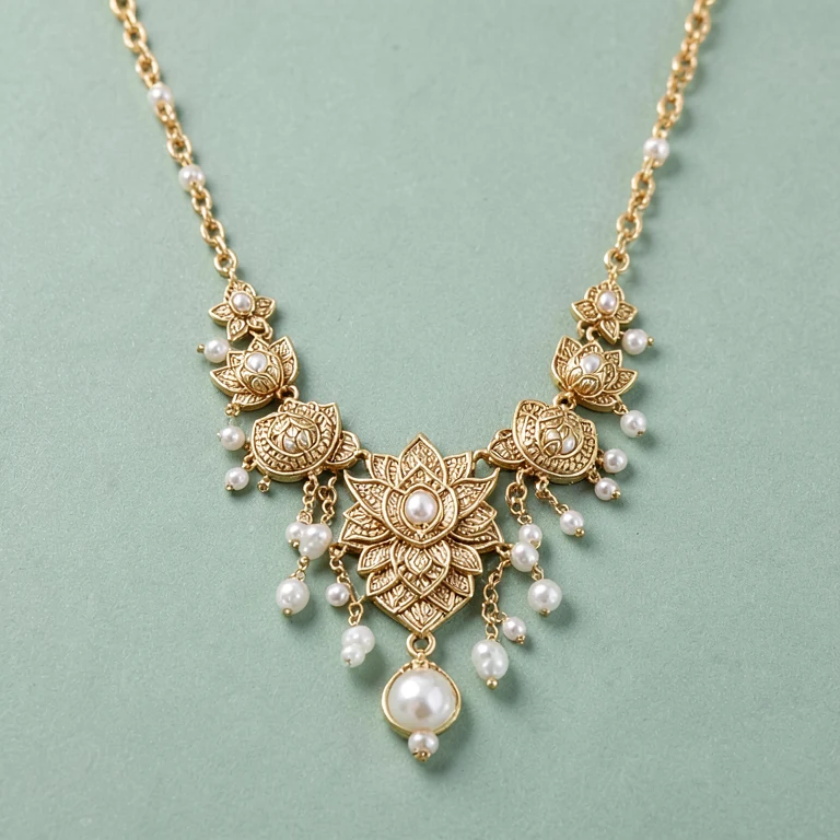 Imitation Lotus Temple-Style Long Necklace