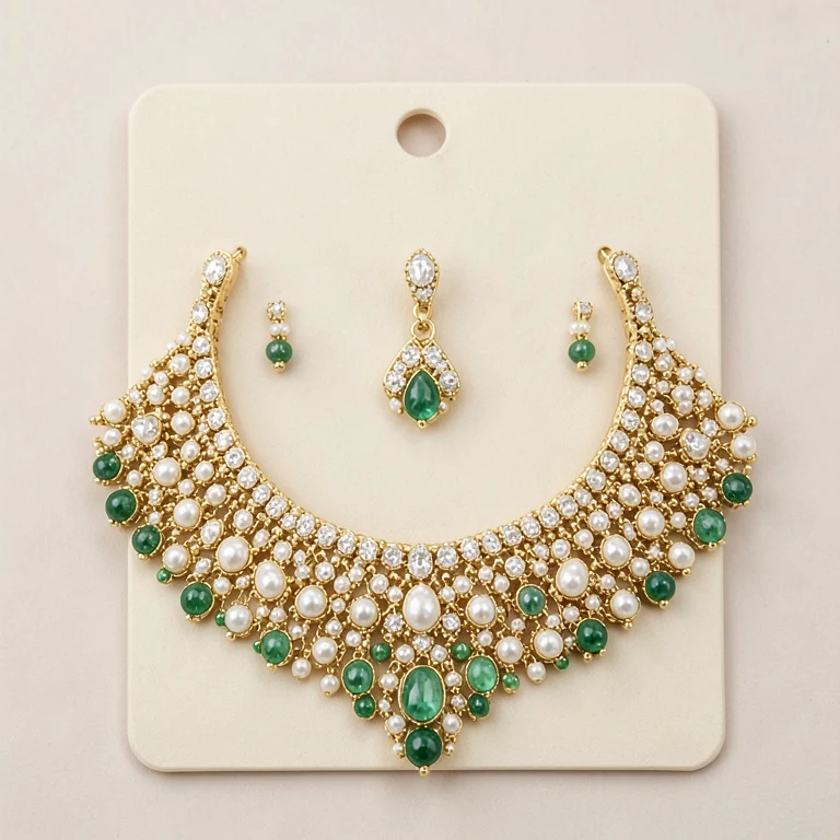 Imitation Royal Kundan-Style Bridal Collar Necklace Set