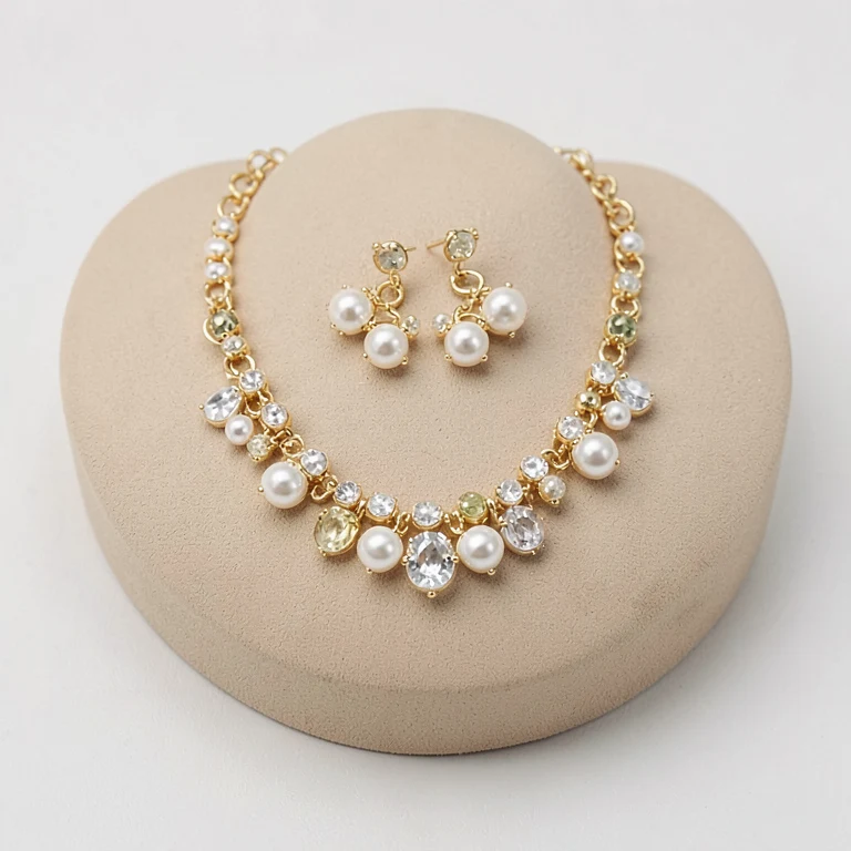 Imitation Navratna-Style Bridal Necklace Set